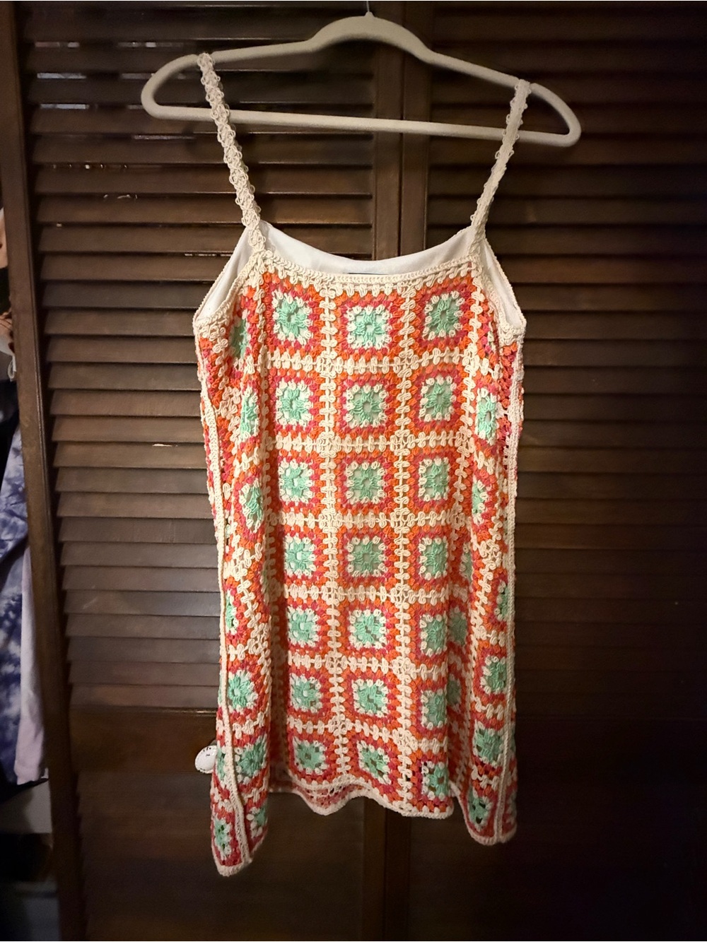 Zara Crochet Mini Dress in Coral, Mint & White - Picture 3 of 5